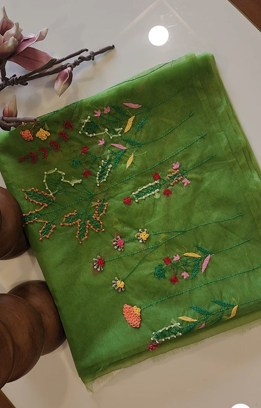 C H A H A T || Hand Embroidery Organza Saree
