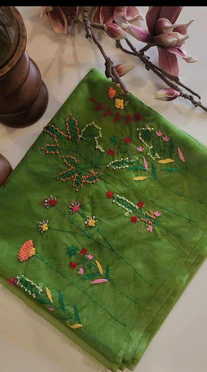 C H A H A T || Hand Embroidery Organza Saree