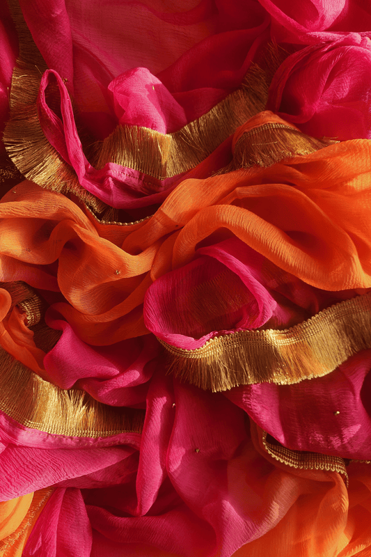 B H A K T I || Pure chiffon saree with Mukaish work and Kiran Lace