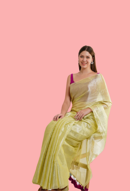 T A N A V I || Handloom Raga Tissue Saree