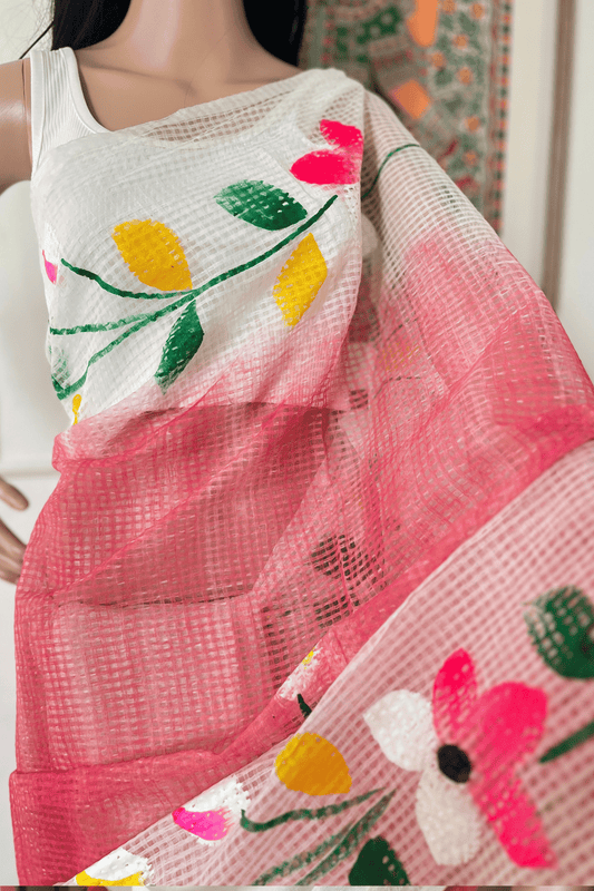 M E N K A || Kota Doria Hand Paint Saree
