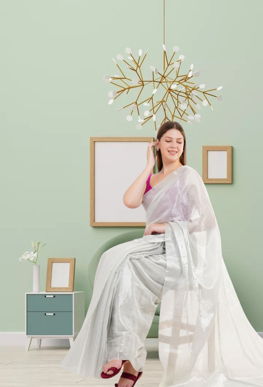 V A N I || Handloom Raga Tissue Saree - Ethnic Saroj