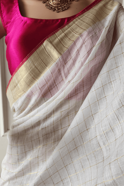 R E S H A M I - G H U L A B || Linen Slub Saree