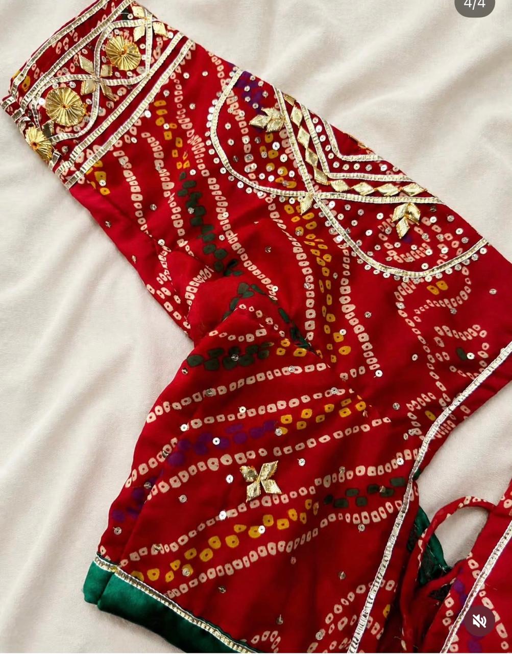 Red Bandani Aangi Blouse with intricate Sequence Lace and Got Work || Jivika