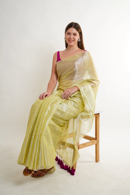 T A N A V I || Handloom Raga Tissue Saree