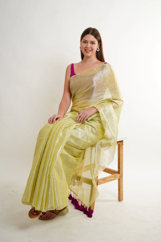 T A N A V I || Handloom Raga Tissue Saree