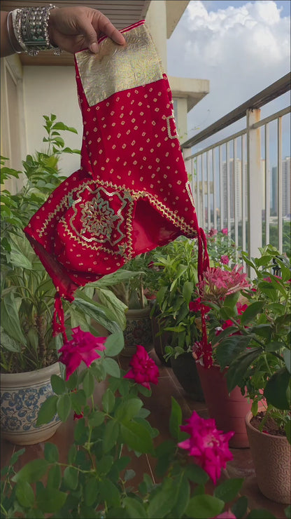 Red Aangi blouse with intricate HandWork  || Kesar