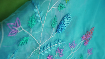 B A N D I N I || Organza Hand-Embroidery Saree