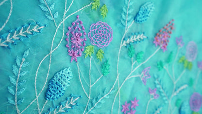 B A N D I N I || Organza Hand-Embroidery Saree