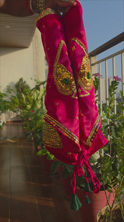 Pink Fuschia Aangi Blouse with Intricate Sequence and Gota Patti Work || Paan Pasand