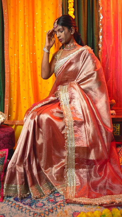 S U B H A D R A || Banarasee Tissue saree with Kiran Lace