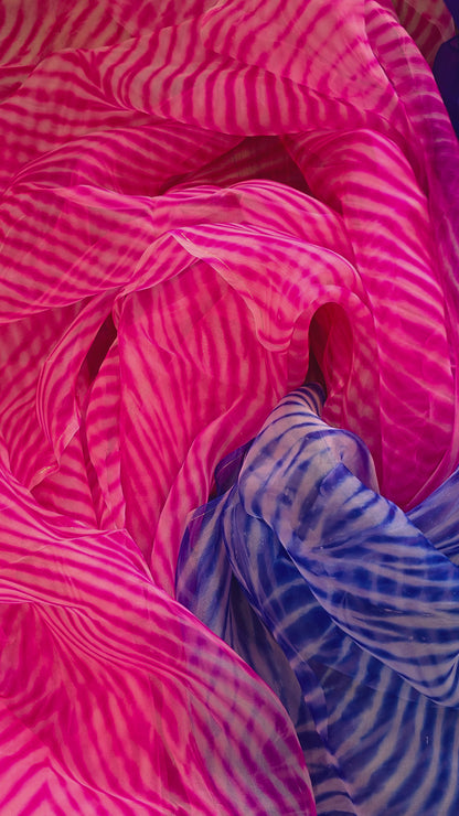 Pure Organza Silk Pink Lahariya Saree || Priyanka