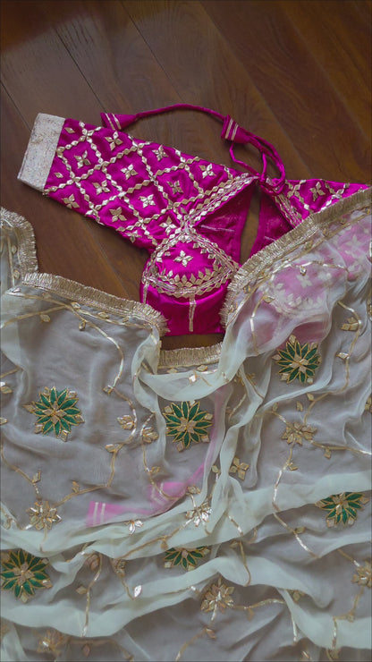 Pink Aangi Blouse with heavy work on sleeves  || Banno