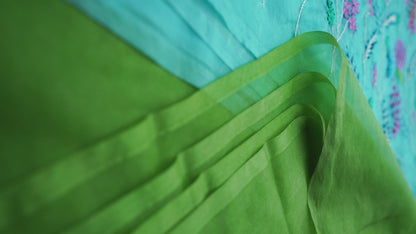 B A N D I N I || Organza Hand-Embroidery Saree