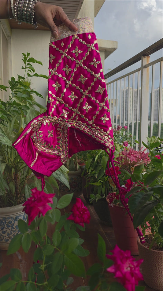 Pink Aangi Blouse with heavy work on sleeves ( Saree not included )