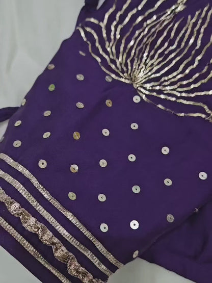 Purple Aangi with Peetan Work and Kamal Motif