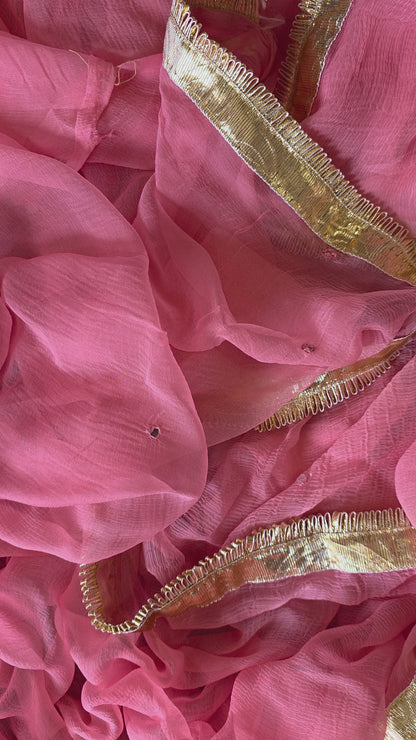 Pure Diamond Chiffon Saree with Gota Patti & Aangi Blouse Combo || Hridya