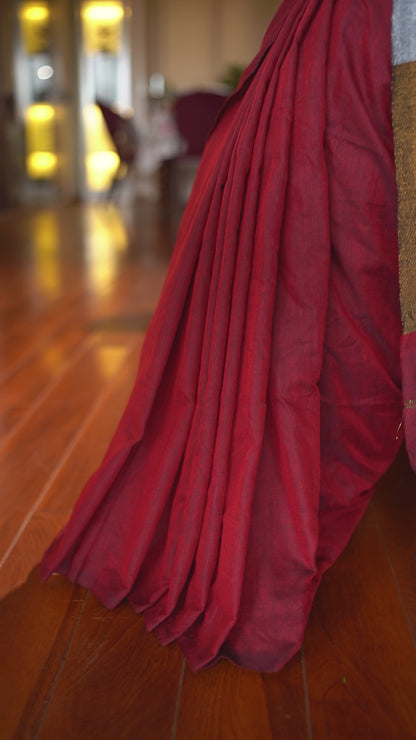 B I N D U || Khadi Cotton saree with Zari pallu