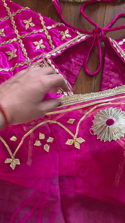 Pure Diamond chiffon saree with Gota Patti Handwork and Aangi  || Maharani