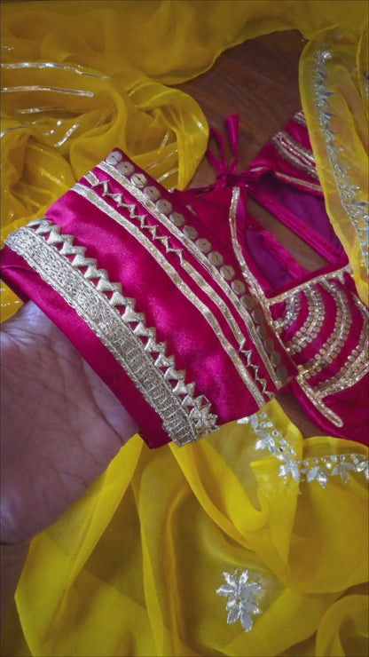 Yellow Pure Chiffon Saree and Aangi Blouse