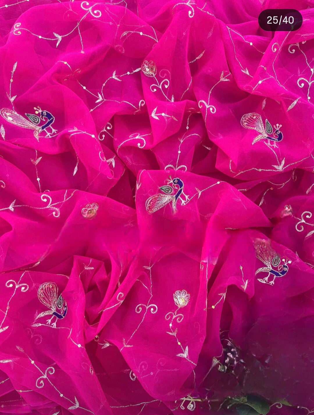 Pure Diamond Chiffon Saree with intricate Jal work all over