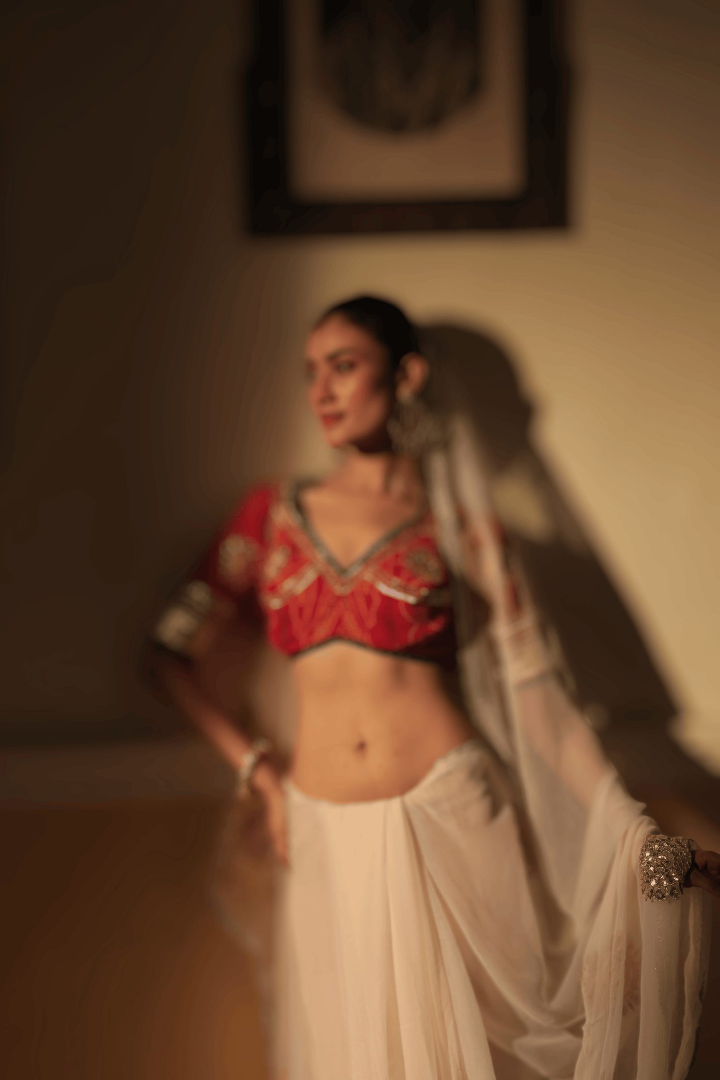 Red Bandhni Aangi Blouse with intricate Lace and Got Work || Kiran