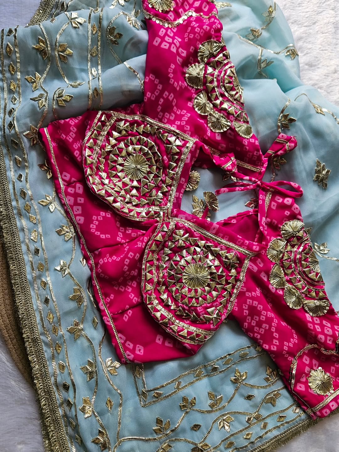 Pink Aangi Blouse with Intricate Sequence and Gota Patti Work || Julie