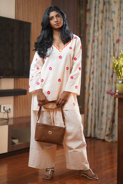 White embroided Oversized Farshi Salwar Set || Rekha