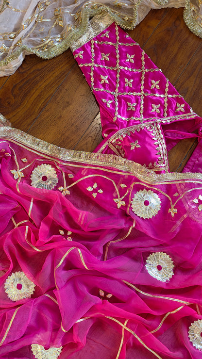 Pure Diamond chiffon saree with Gota Patti Handwork and Aangi  || Maharani