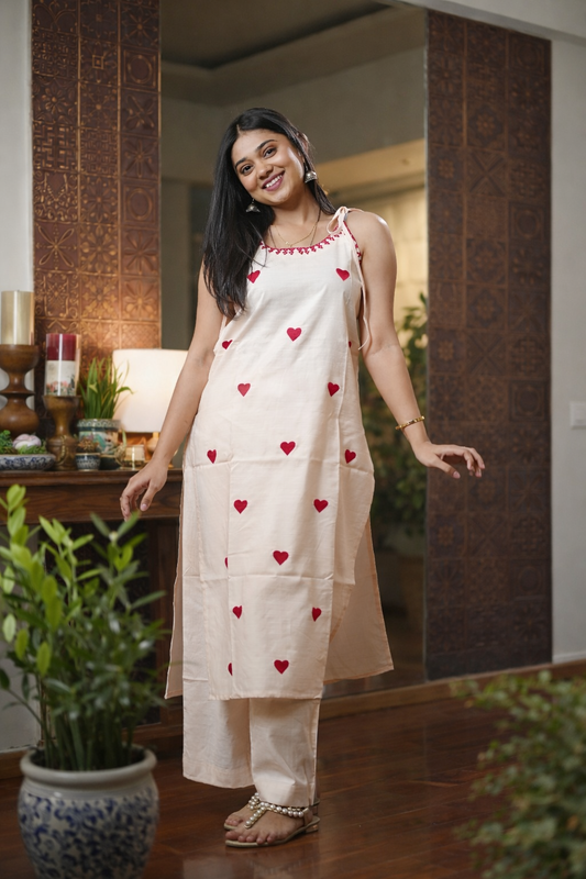 Heart Embroided Co-Ord Set || Dil se