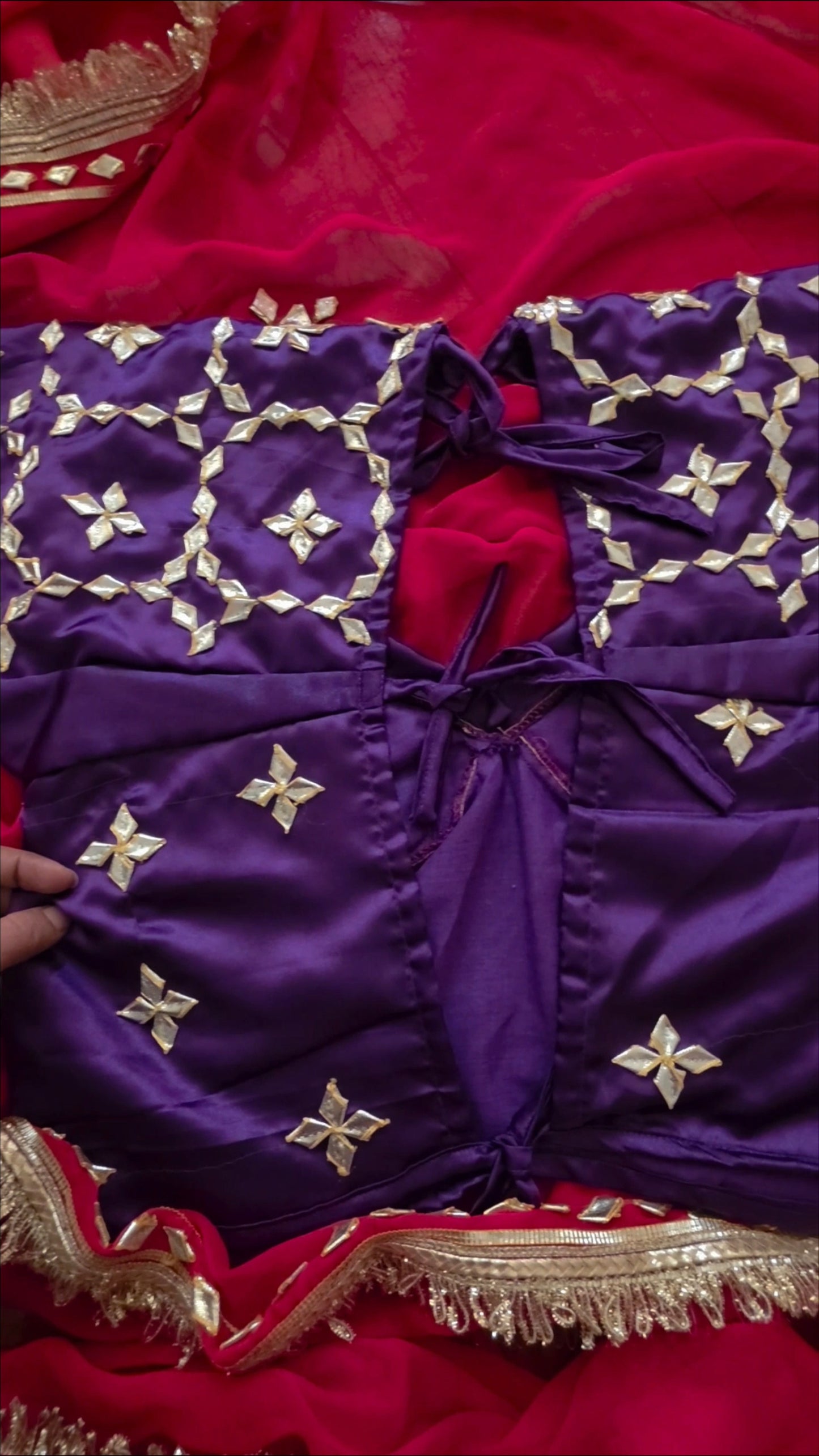 Red Gota saree and Purple aangi || Ranisa