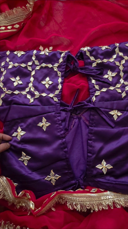 Red Gota saree and Purple aangi || Ranisa
