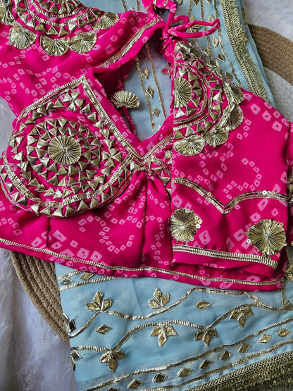 Pink Aangi Blouse with Intricate Sequence and Gota Patti Work || Julie