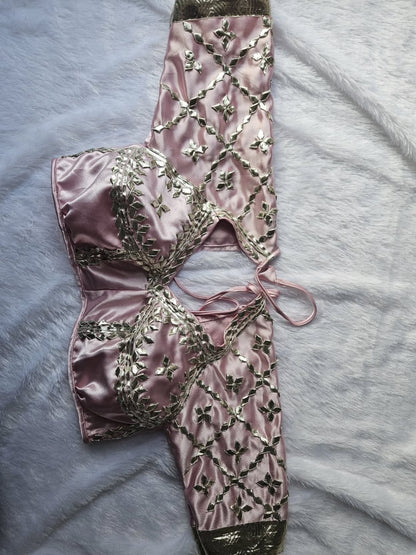 Pink Aangi Blouse with Intricate Sequence and Gota Patti Work || Rupa