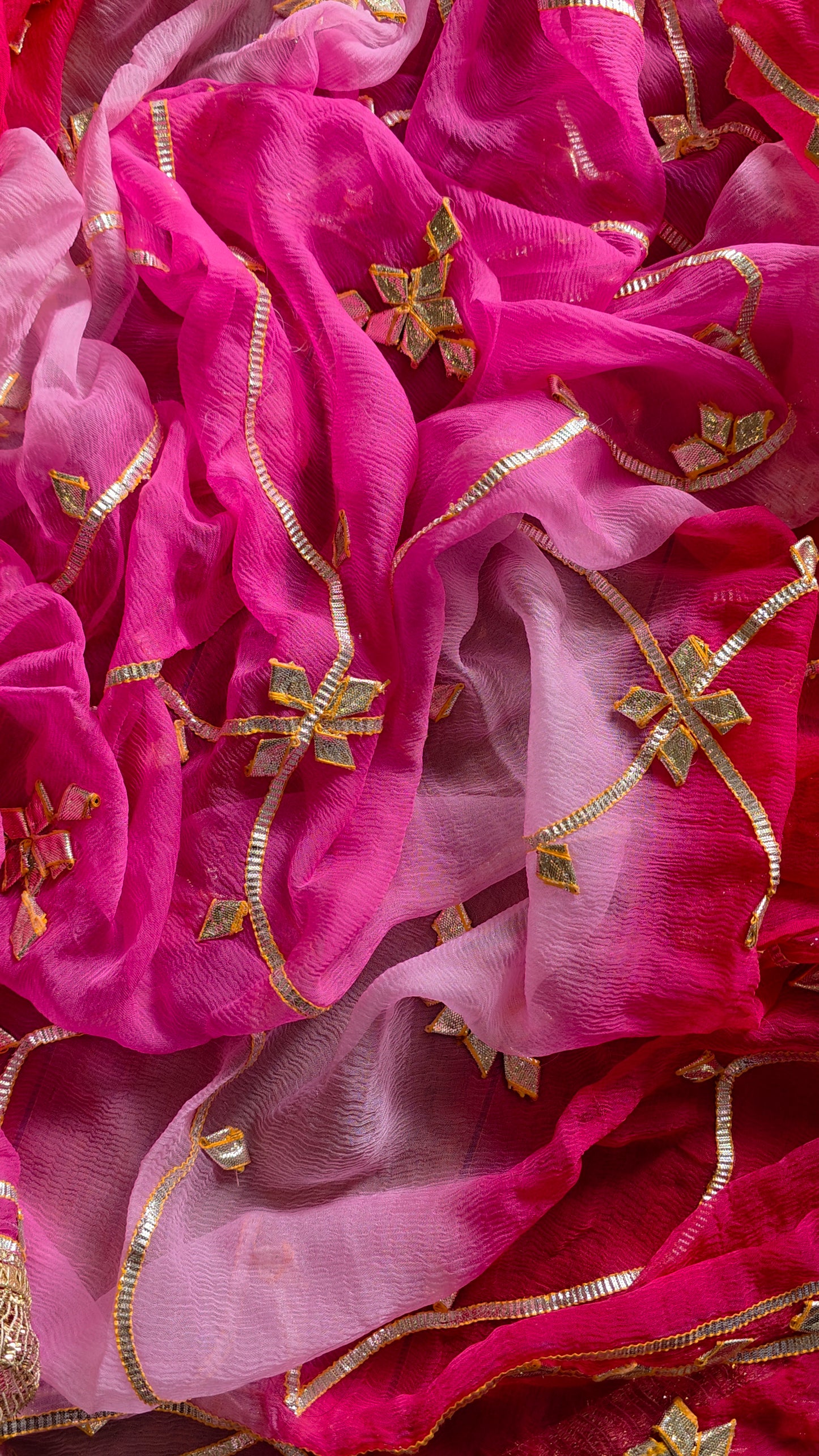 Pure Diamond Chiffon Saree with pink sequence blouse