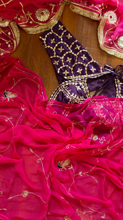 Pure Diamond Chiffon Saree with Purple Aangi || Ramya