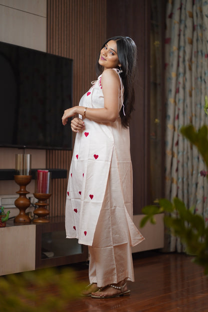 Heart Embroided Co-Ord Set || Dil se