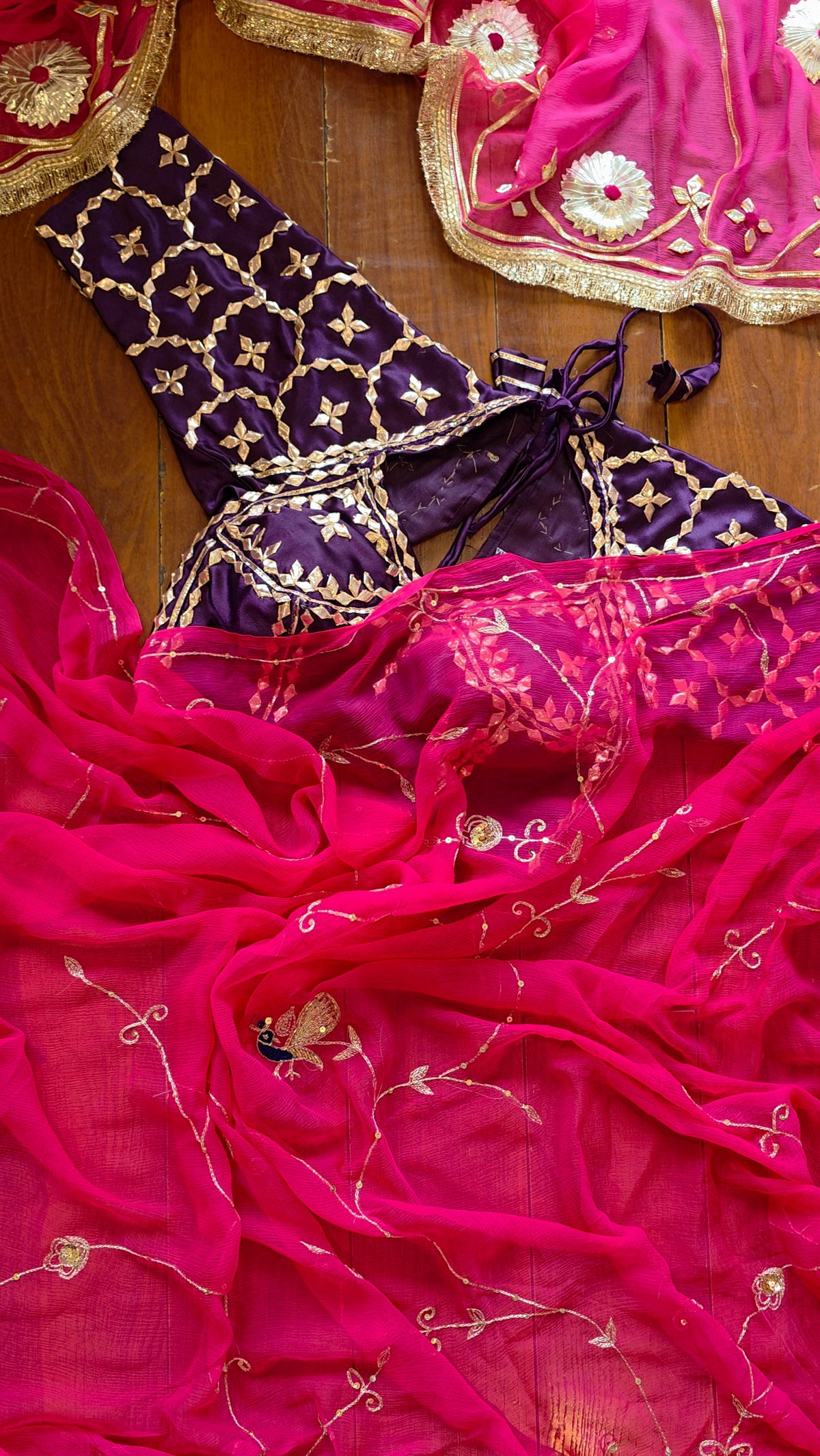 Pure Diamond Chiffon Saree with Purple Aangi || Ramya