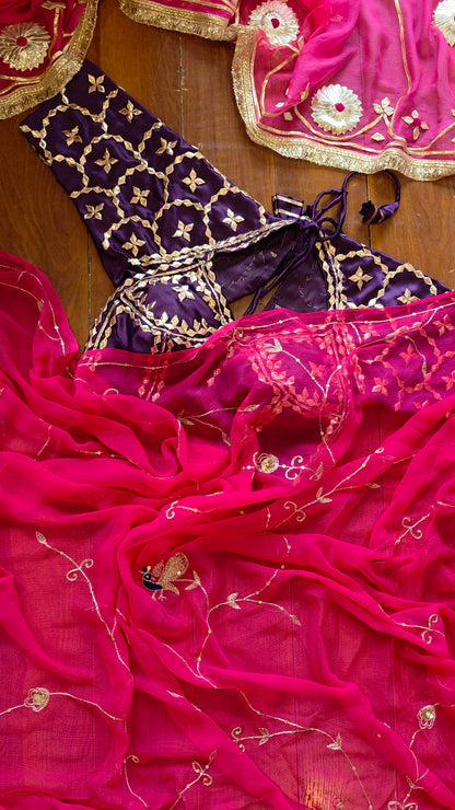 Pure Diamond Chiffon Saree with Purple Aangi || Ramya