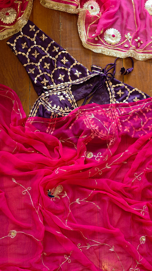 Pure Diamond Chiffon Saree with Purple Aangi || Ramya
