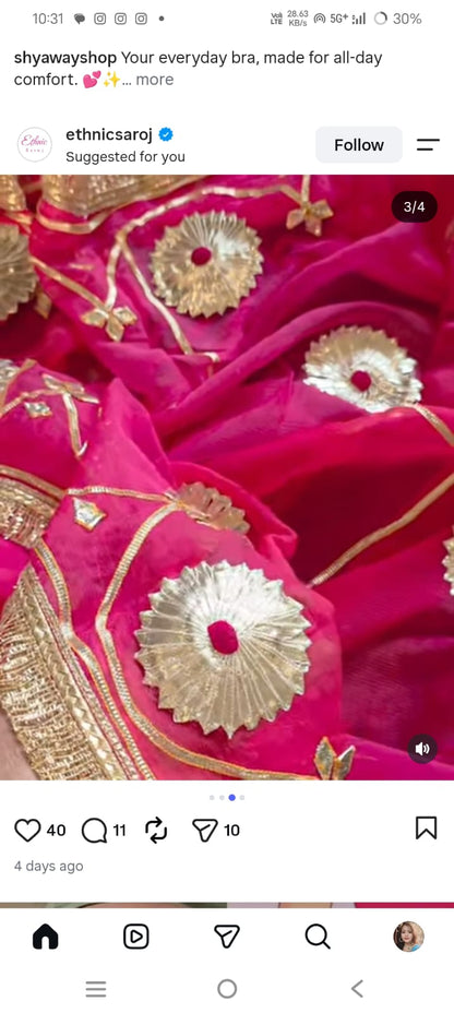 Pure Diamond chiffon saree with Gota Patti Handwork and Aangi  || Maharani