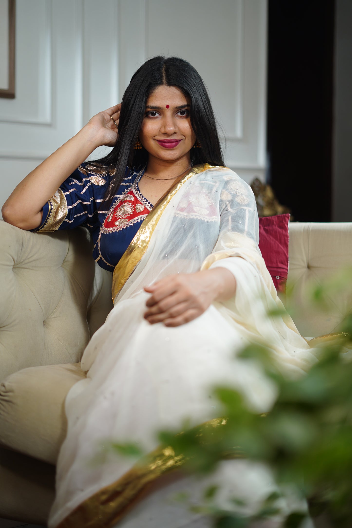 Pure Diamond Chiffon Saree + Ready to wear Aangi Blouse || Yashodha