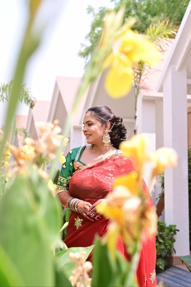 Pure Diamond Chiffon Saree with Heavy Gota Patti & Angi Blouse Combo || SUHAG