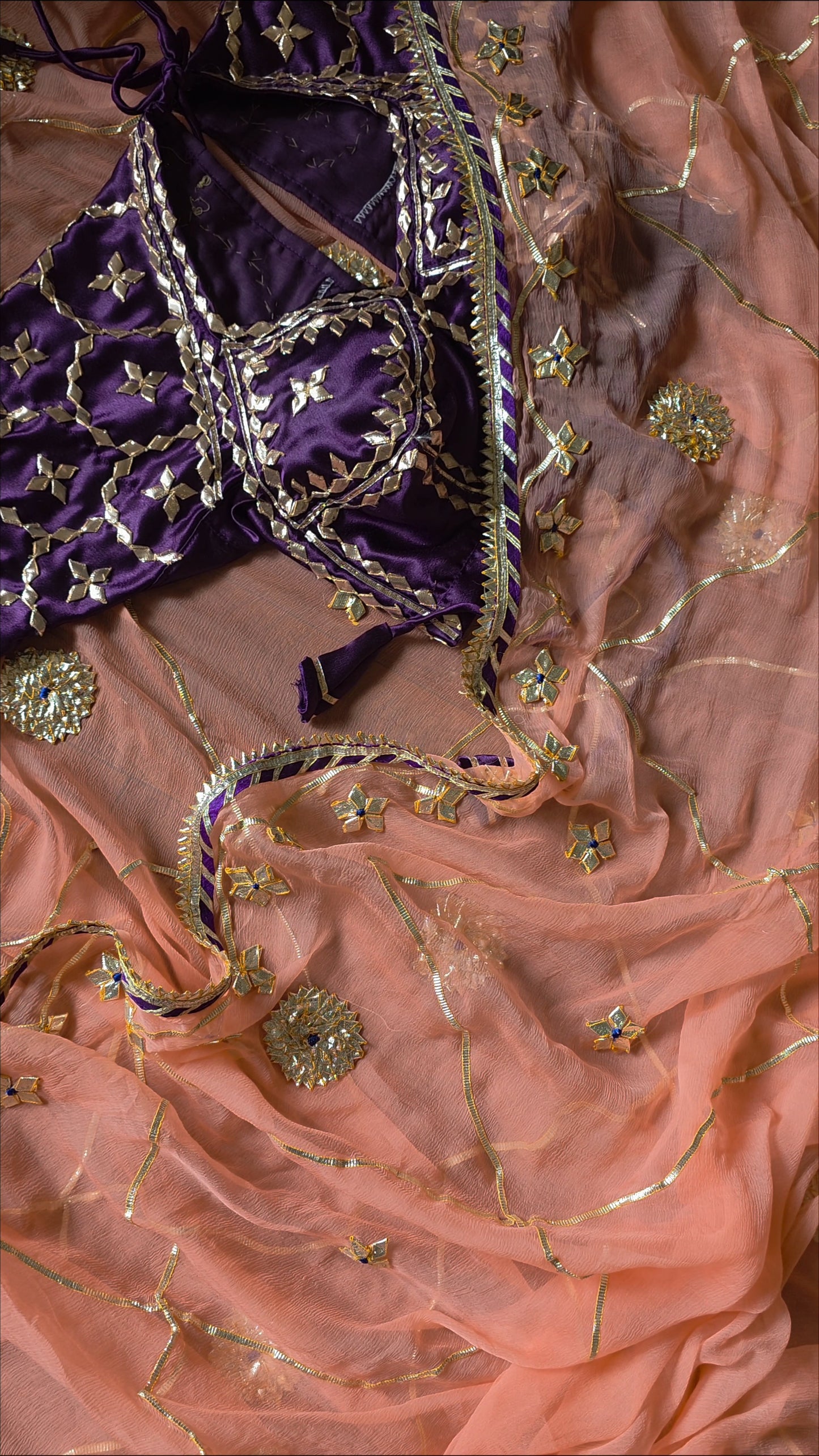 Pure Diamond Chiffon Saree with stitched Pink Aagi || Urvashi