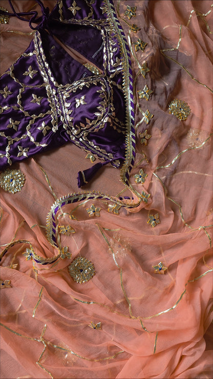 Pure Diamond Chiffon Saree with stitched Pink Aagi || Urvashi