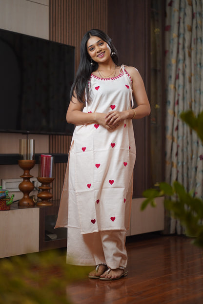 Heart Embroided Co-Ord Set || Dil se
