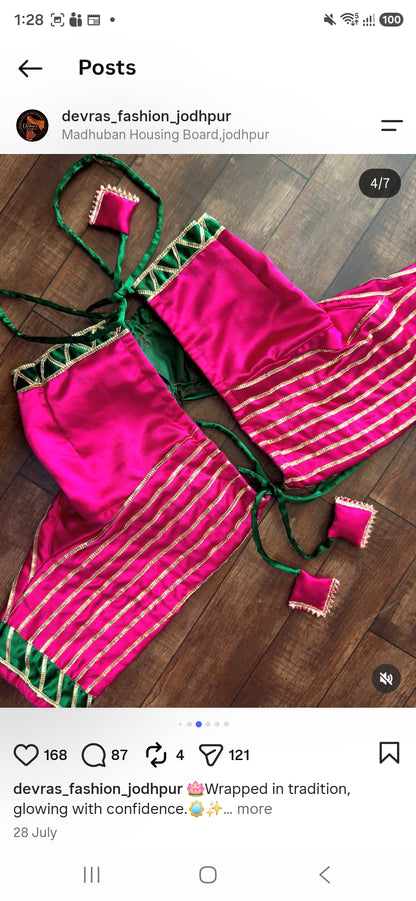 Rani Aangi Blouse with Intricate Gota work ||