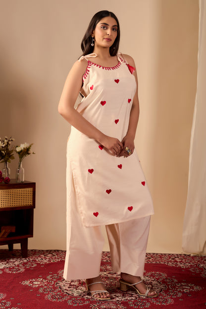Heart Embroided Co-Ord Set || Dil se