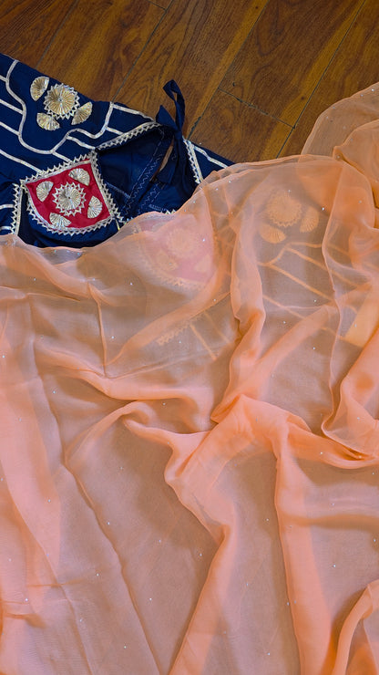Pure Diamond Chiffon Saree with Mukaish Work + Ready to wear Aangi Blouse || Beena