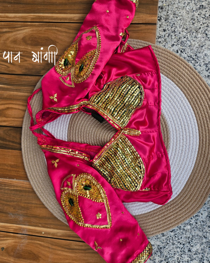 Pink Fuschia Aangi Blouse with Intricate Sequence and Gota Patti Work || Paan Pasand